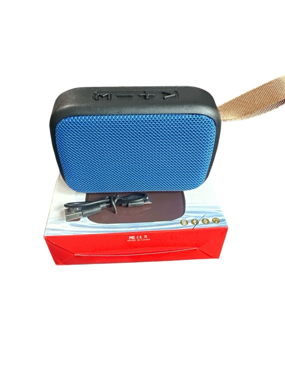 Portable Blue Bluetooth Speaker with Carry Strap